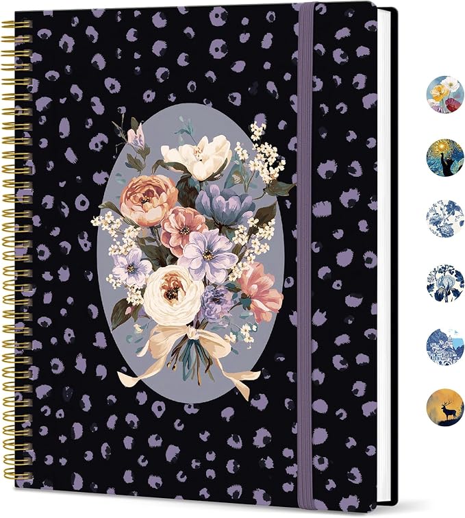 Large Spiral Lined Journal for Women and Men, Notebook for Work | Wild Bouquet 8.5" x 11" Notebooks for Note taking, Writing & Journaling, College Ruled Pages, Plastic Cover
