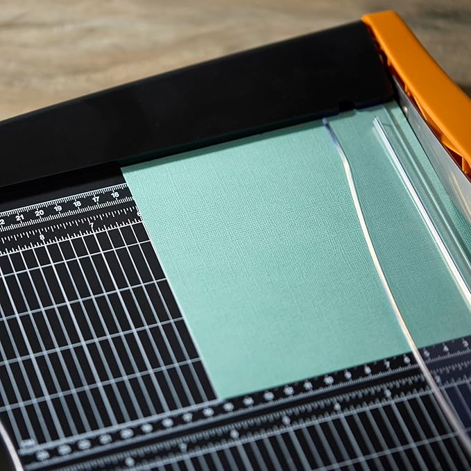 Fiskars Recycled Bypass Guillotine Paper Cutter, 12" Cut Length, Self-Sharpening, Paper Trimmer for Crafting and Scrapbooking, Arts and Crafts Supplies, Photo Cutter with 30% Recycled Materials