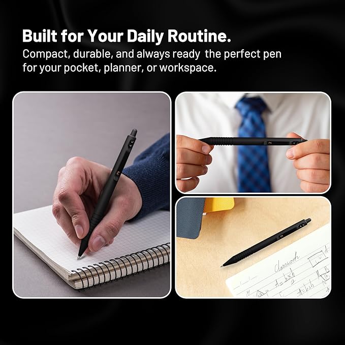 Everyman Black Super Matte Grafton Pen & Refill Set | Refillable Metal 0.7mm Gel Pen with 3 Smooth Black Ink Refills | Premium EDC Writing Tool for Office, Work, Travel & Gifting