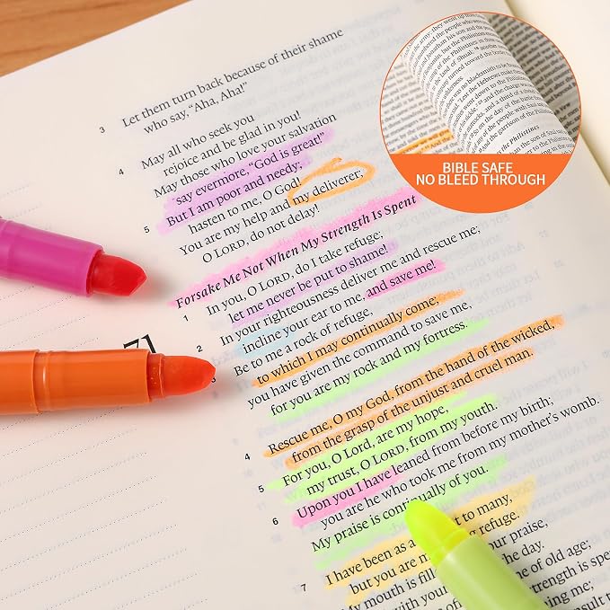 TWOHANDS Bible Highlighters No Bleed, 8 Assorted Colors Gel Highlighters | Marker Pens for Bible Study Journaling, 21403