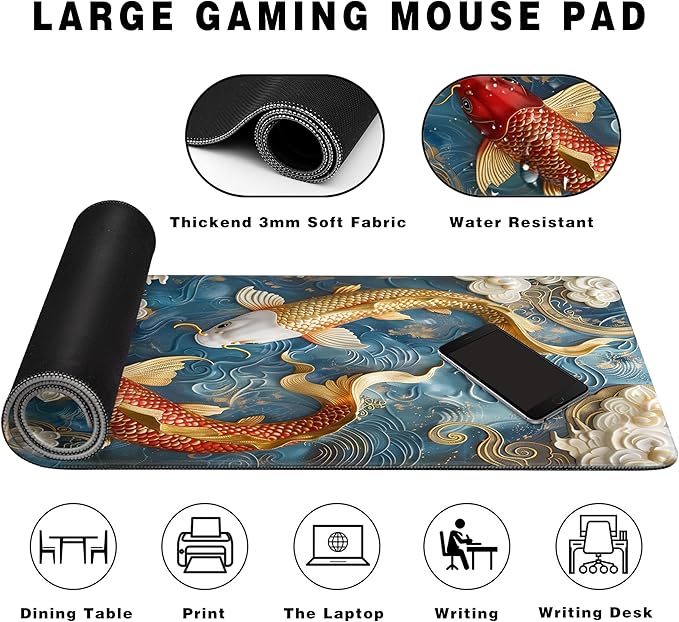 Long Gaming Mouse Pad Extended Anime Large Desk Pad with Non-Slip Base Full Keyboard Mat with Stitched Edges for Gaming and Office 31.5 x 11.8 inches (stereokoi)