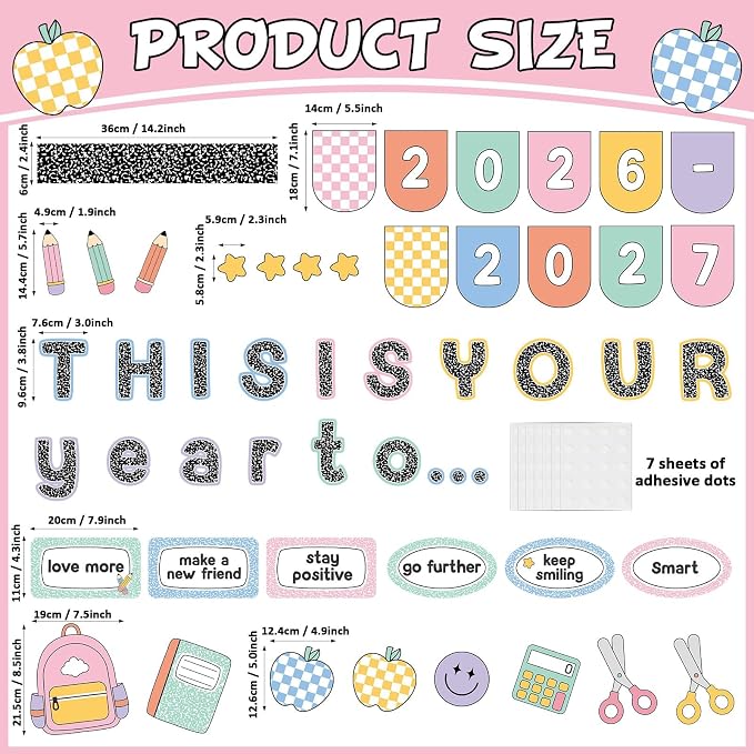 This is Your Year to Bulletin Board Set Composition Notebook Classroom Decoration Welcome Back to School 2026 New Year Cutouts for School Office Chalkboard Wall Door Learning Activities Decor Supplies