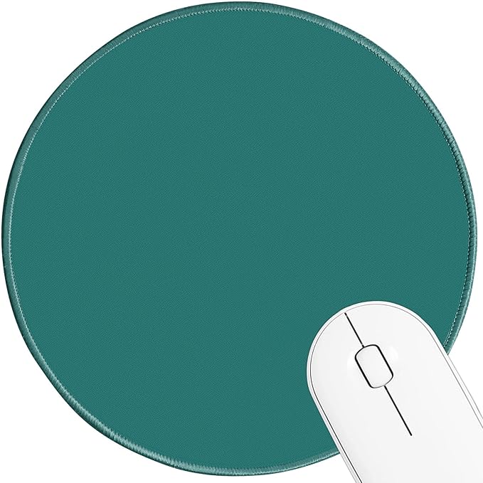 Round Mouse pad, high-end Texture, Sewn Edge Design, Anti-Slip Rubber Base. 8.6 x 8.6 inches (Dark Green)