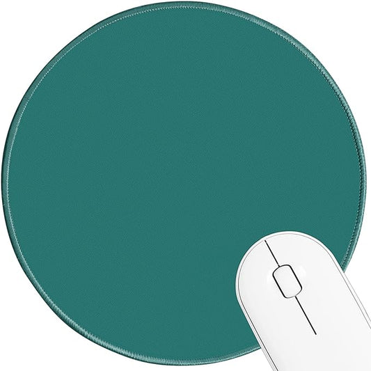 Round Mouse pad, high-end Texture, Sewn Edge Design, Anti-Slip Rubber Base. 8.6 x 8.6 inches (Dark Green)