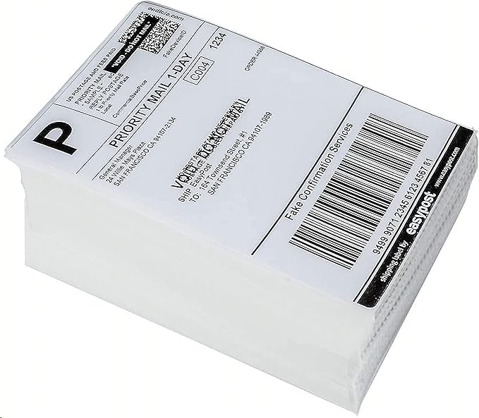 9527 Product Fanfold 4 x 6 Direct Thermal Labels White Perforated Shipping Labels,1000 Labels per Stack,4 Stacks Total 4000 Labels