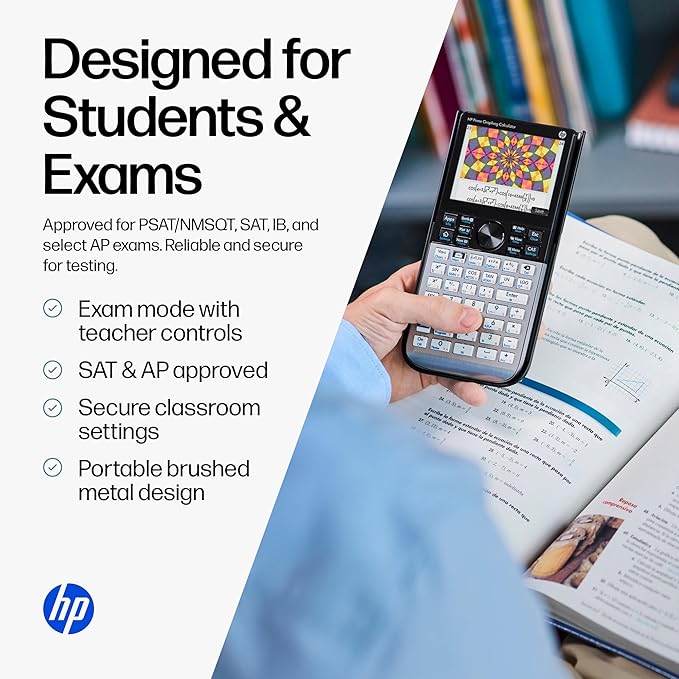 HP Prime G2 Graphing Calculator – Multi-Touch 3.5" Color Display CAS Exam Approved SAT/AP/IB Scientific Calculator for School, Highschool, College Students – Programmable, 256MB, Includes Case + Cloth