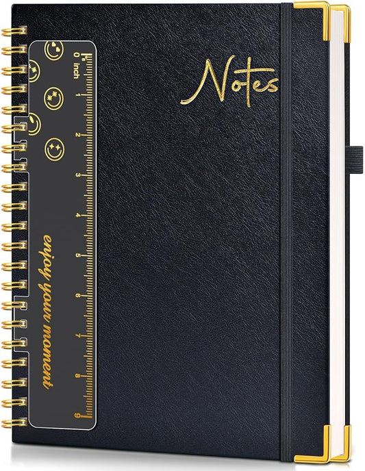 Blank Spiral Notebook Journal 8.5” x 11”, A4 Large Hardcover Sketch Book for Women Men, 100 GSM Blank Paper Drawing Notebook, Spiral Bound Sketchbook for Sketching School Work Note Taking, Black