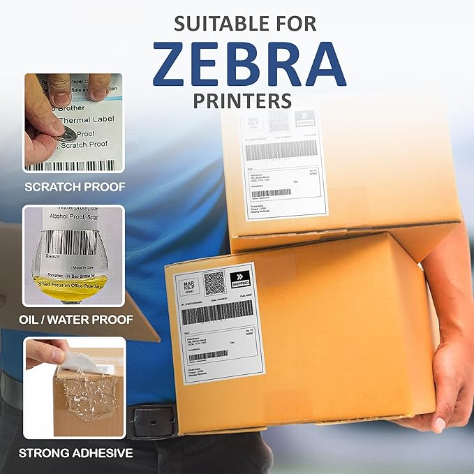 4” x 6” Thermal Shipping Labels – 500 Labels per Roll – Direct Compatible with Zebra Label Printers GK420d,D450BT & ZP450 (4 Pack)