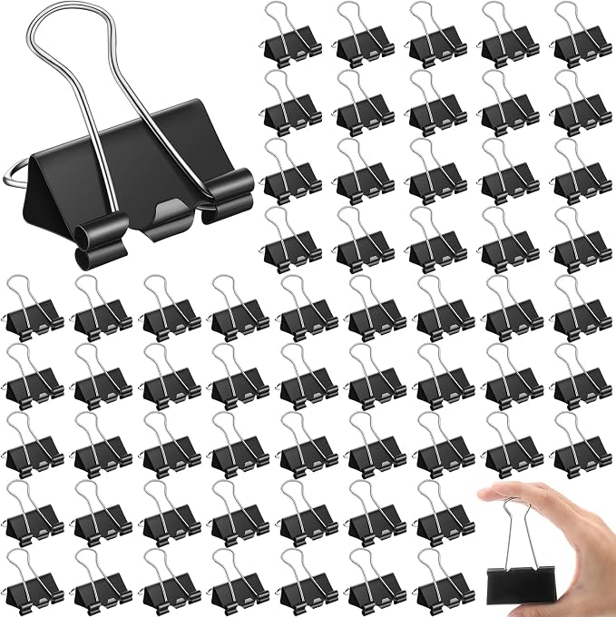 Jetec 100 Pcs Extra Large Binder Clips Bulk 2 Inch Metal Jumbo Binder Clips Office Supplies Black Paper Clamps for Teachers Students Office Business Supplies