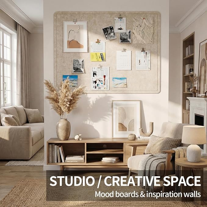 Felt Bulletin Board for Wall 36" x 24" Unfolded Size, Frameless Felt Pin Board, Soft Cork Board Alternative for Office, Home Planning, Notes, Photos & Wall Decor, Foldable Shipping, Easy Install