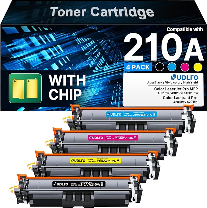 Compatible for HP 210A Toner Cartridges for HP 4301fdw 4301fdn 4301dw 4PACK | Compatible for HP 210A to use with HP Color LaserJet Pro MFP 4301fdw Ink Cartridges 4301Fdn 4301dw 4201Dn 4201Dw 210A 210 4P