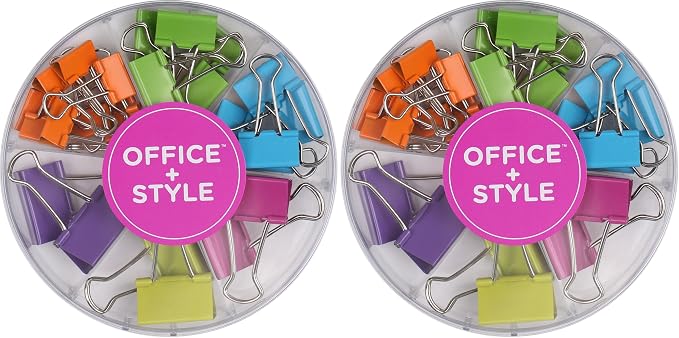 Colored Binder Clips, Assorted Size, 26 Pieces, Small (Pack of 2)