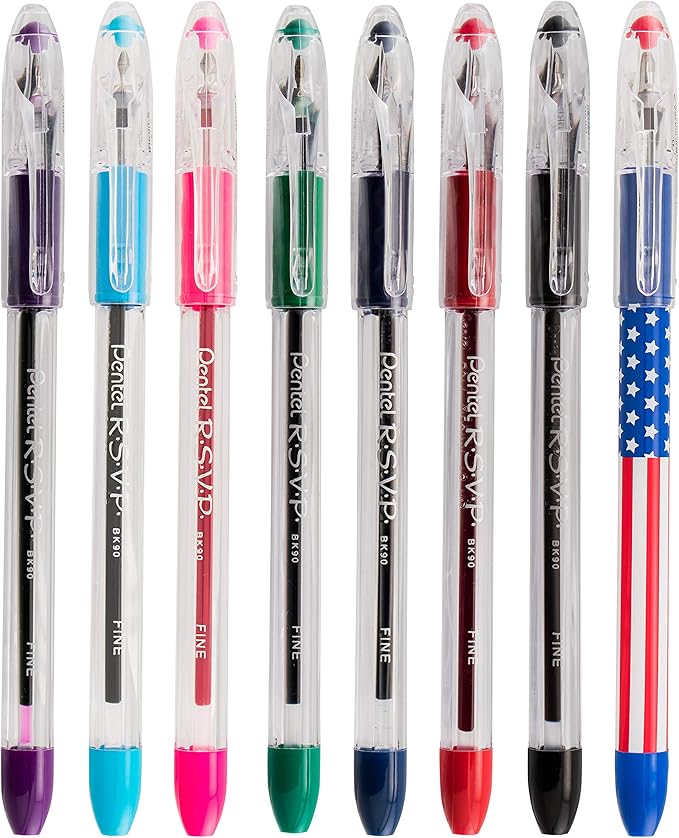 Pentel RSVP Ballpoint Pen, Fine Line, (0.7mm), Red Ink (BK90BP2B) (Pack of 1, 2 Count Total)