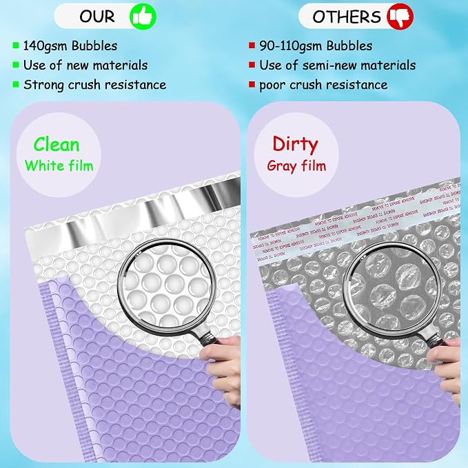 Thank You Bubble Mailers 6x10'' 25 Pack, Self Sealing Padded Envelopes, Strong Adhesion Bubble Envelopes, Waterproof Mailing Envelopes, Cushioning Shipping Envelopes - Purple