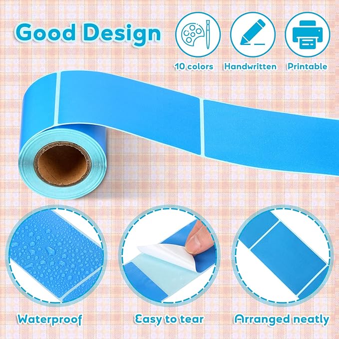 1000 Colored Sticker Rolls - Rectangular Coding Labels in 10 Bright Colors - Self Sticky Folder Labels for Boxes, Folders, Classroom & Home (2 x 3 Inch)