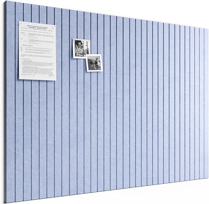 Bumusty 48"x 36" Large Felt Bulletin Board Tiles, Soft Periwinkle | 12-Pack Cork Board Alternative, Wall Decor, 30 Pushpins, 60 Adhesive Tabs, Vision Board, Office, Classroom, Home, Dorm