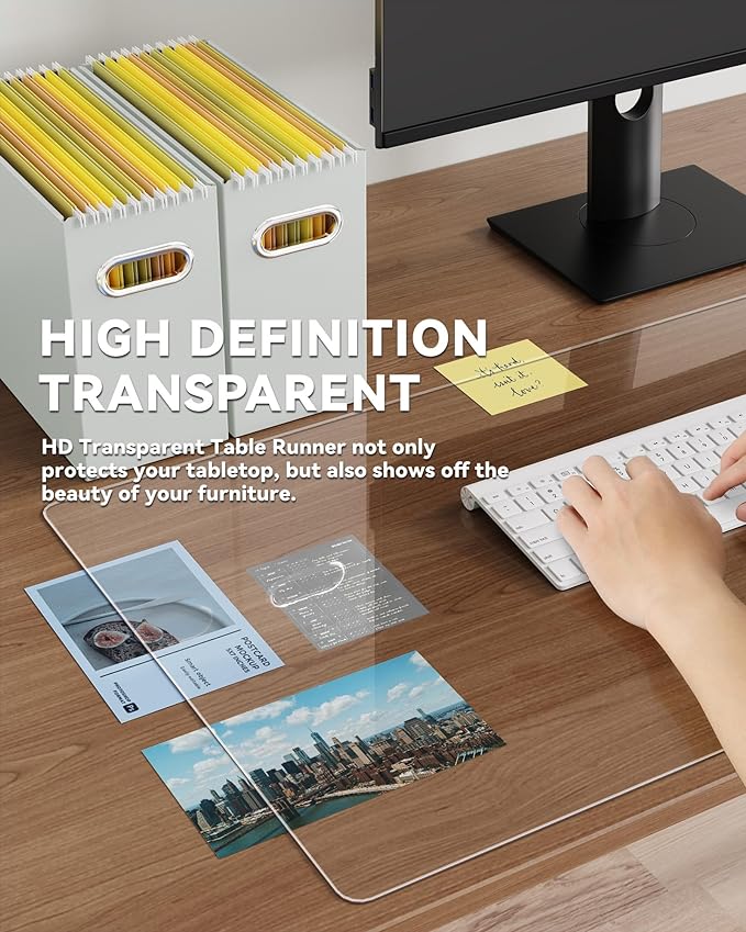 Clear Writing Desk Pad, 16’’x30” Heat Resistant Waterproof PVC Round Edge Durable Desk Protect Mat, Anti-Static Writing Mat Table Protector