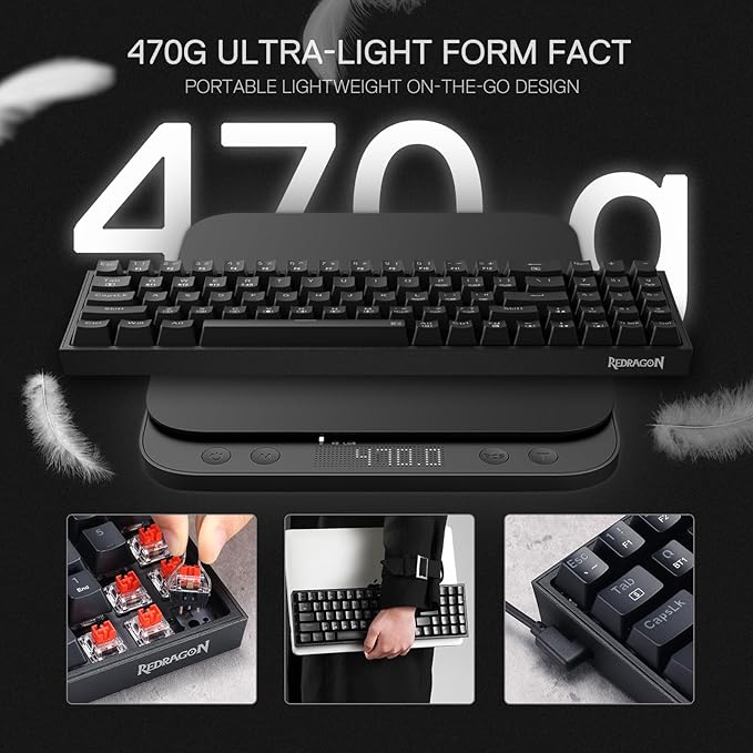 Redragon S136 Gaming Keyboard & Mouse Combo, 75% K628 Tri-Mode Wireless RGB Mechanical Keyboard and 7200 DPI Wireless Gaming Mouse Bundle, Convenient Shared Dongle