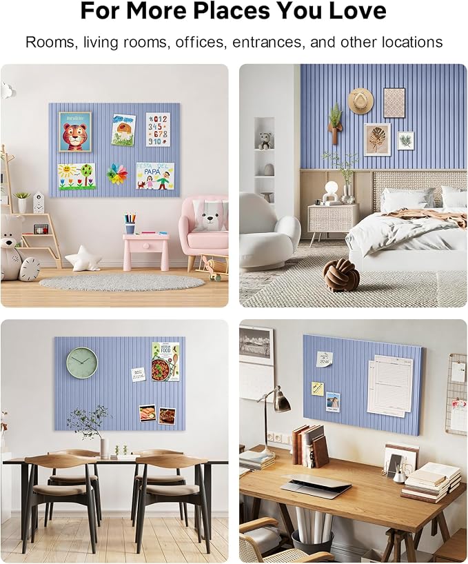48" x 36" Large Cork Bulletin Board Tiles, Peel and Stick Felt Wall Panels for Vision, Message Center, Picture and Prayer Board for Office, Dorm, Room and Desk Decor(Soft Periwinkle)