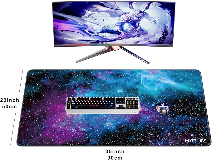 Mydours 36" x 20" Gaming Mouse Pad, XL Full Desk Pad Mat (Purle Universe) | Non-Slip Rubber & Smooth Fabric, Computer Pad Protector, Extended Desk Mat for Gaming, Office, Home, Workingg
