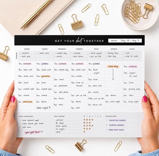 Get Your Stuff Together Weekly Work Planner - 8.5 x 11 Inch Undated Daily Planner with 52 Tear-Off Pages, Weekly To Do List Notepad for Effective Task Management, US Owned Busines