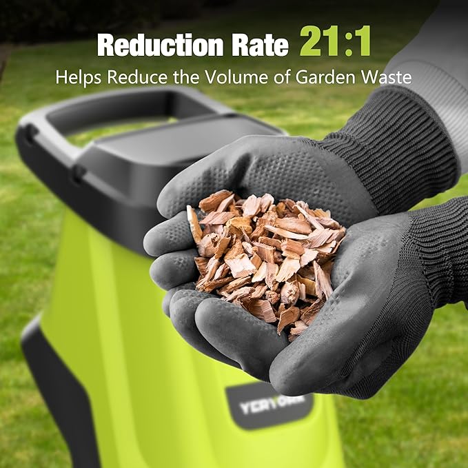 Wood Chipper, 15-Amp 1.8" Cutting Diameter Electric Wood Chipper & Shredder with 50L Collection Bag, Efficient Mulcher for Easy Clean up Ideal for Yard Waste and Branches