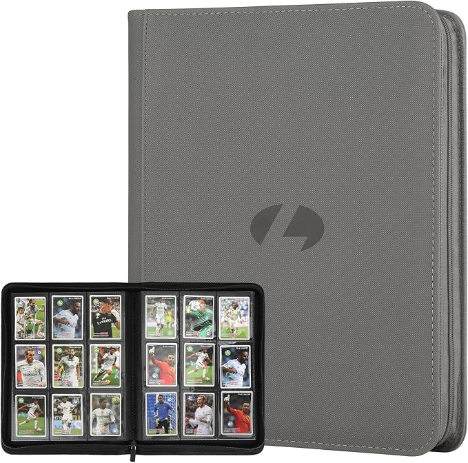 Trading Card Binder, Premium 9-Pocket Double Sided 540 Pocket PU Card Collection Binder, Collectible Trading Card Albums for MTG, TCG, Sports Cards (Grey)