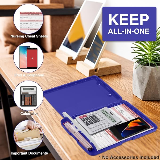 Sooez Clipboard with Storage, Clip Board 8.5 x 11 with Pen Holder, Plastic Organization Case Box for Letter Legal A4 Size Paper, Low Profile Clip, Nurses Teachers Must Haves, School & Office Supplies