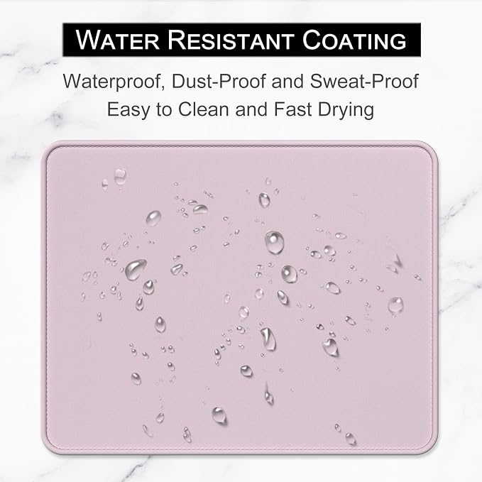 Hsurbtra Mouse Pad, Premium-Textured Square Mousepad 10.2 x 8.3 Inch, Stitched Edge Anti-Slip Waterproof Rubber Pretty Cute Computer Mat for Office Gaming Laptop Women Kids Dark Pink