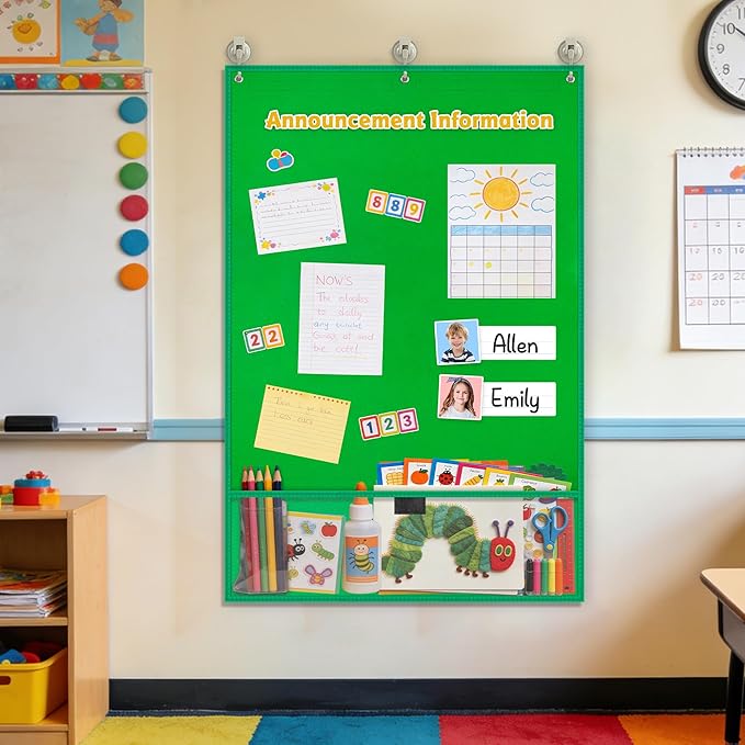 Felt Board for Toddlers, 24"x36" Felt Board for Wall | Includes 30 Self Adhesive Dots Perfect for Learning, Organization, and Creative Play | Classroom Must Haves School Supplies for Teachers