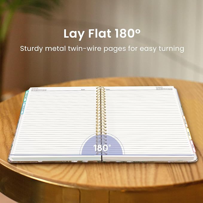 Spiral Notebooks for Work 5 Subject Notebook with Removable Dividers | Aesthetic Hardcover Journal for Women 8.5" x 11" College Ruled 280 Pages Journal for School & Note Taking, Silent Bloom