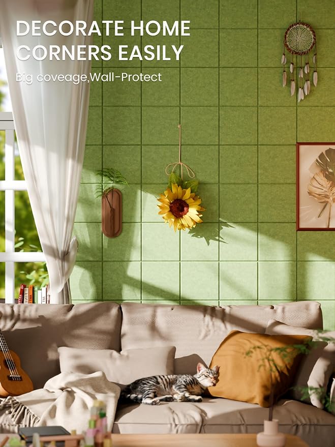 Bumusty 36" x 24" Large Cork Board Alternative, Kelly Green | 6-Pack Felt Bulletin Board Tiles, 60 Adhesive Tabs, 30 Pushpins, Home, Office, Classroom, Vision Board