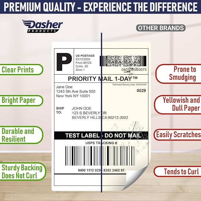 Thermal Shipping Labels 4x6, 1000 Labels/2 Stacks (500 per Stack) Commercial Grade with Permanent Adhesive, Fanfold Direct Thermal Printer Label Compatible with Zebra, Rollo, iDRPT, Polono, MUNBYN