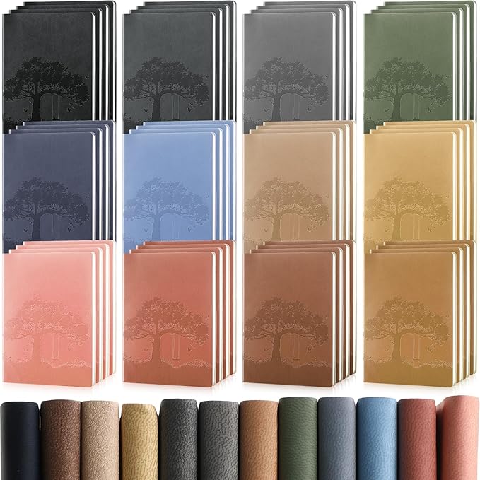 TaoBary 48 Pcs Employee Appreciation Gift A5 PU Leather Journals Bulk Colorful Tree Lined Journal Notebook Soft PU Leather Cover Ruled Writing Notebook for Office School Teacher Nurse (Mixed Colors)