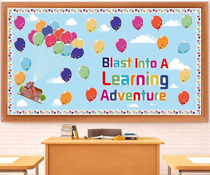 Colorful Balloons Bulletin Board Decorations – Adventure Balloons Mix Balloon Borders & Cutouts – Party Classroom Door Decor for Welcome Bulletin Boards, School Crafts & Home Wall Displays