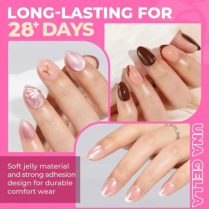 UNA GELLA Extra Short Almond Nail Tips Full Cover 504PCS Gel Nail Tips Short Almond Shaped Nails Tips Soft Gelly Gel Clear Fake Nails Tip for Acrylic Nail Tip Soak Off Home DIY Salon Nails 12 Sizes