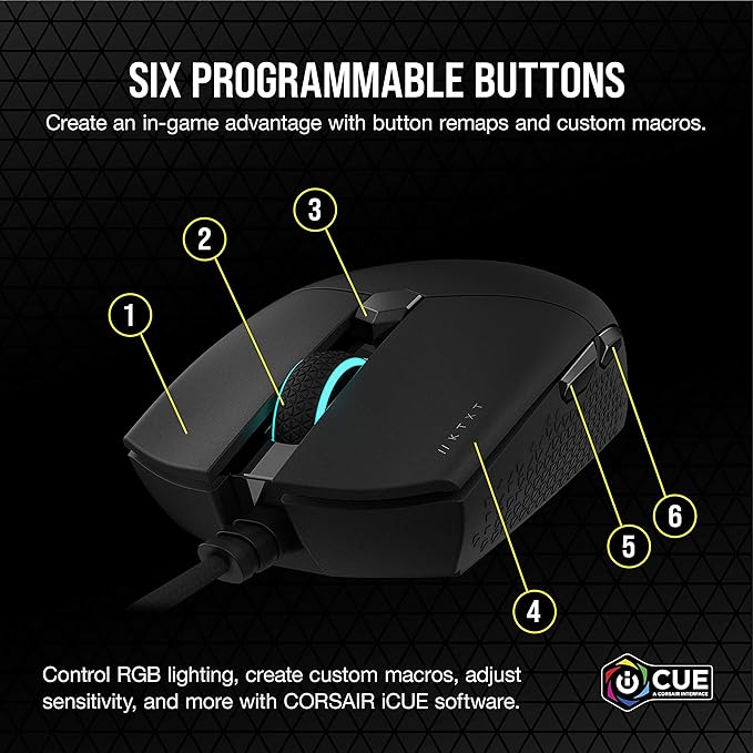 Corsair KATAR PRO XT Wired Ultra-Light FPS Gaming Mouse – 18,000 DPI – Symmetric Shape – Quickstrike Buttons – iCUE Compatible – PC, Mac, PS5, PS4, Xbox – Black