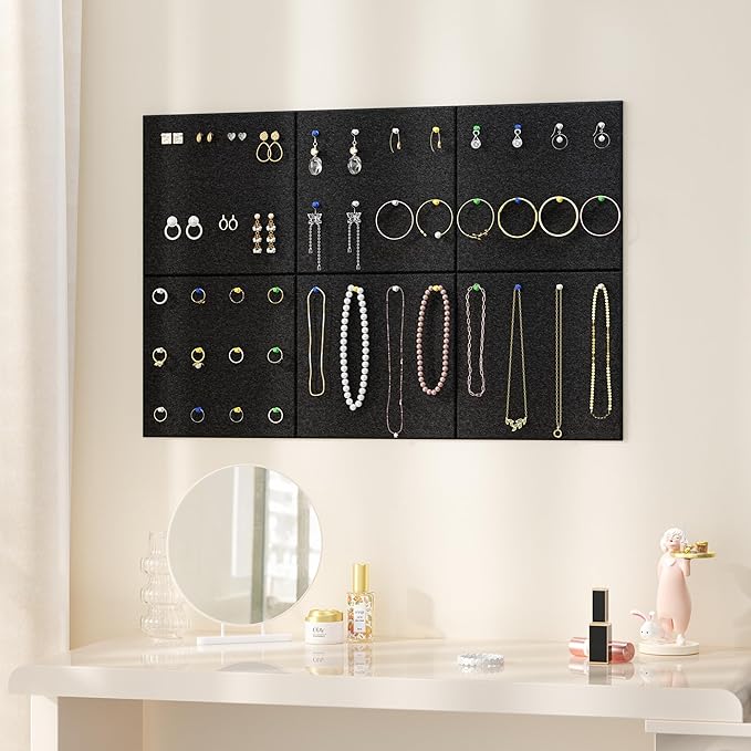 Large Cork Board for Wall, 36" x 24" Bulletin Board with Pushpins, 6 Panels Felt Tiles Tack Push Pin Board for Office, Dark Gray