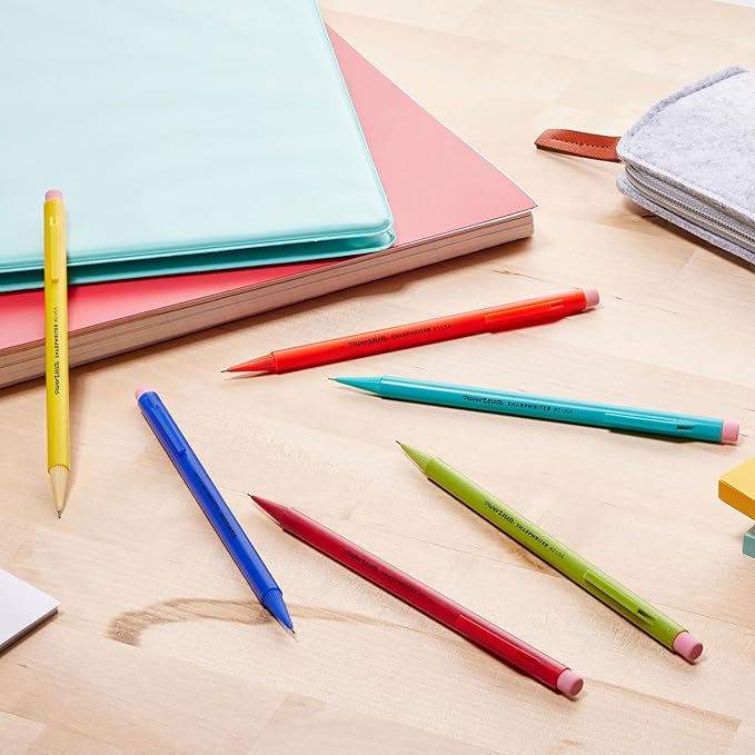 Paper Mate SharpWriter Mechanical Pencils 0.7 mm HB Number 2 Pencil Lead, School Supplies, Office Supplies, Classroom Must Haves, College School Supplies, Assorted Colors, 12 Count