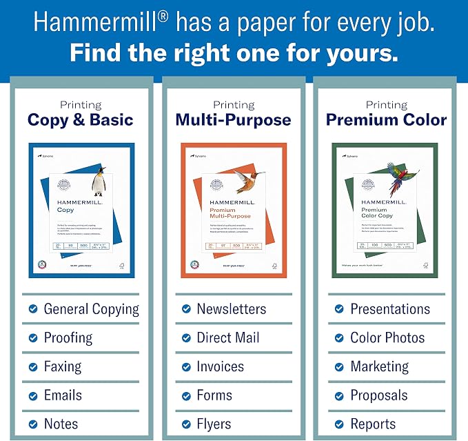 Hammermill Printer Paper, Great White 30% Recycled Paper, 11 x 17 - 5 Ream (2,500 Sheets) - 92 Bright, Made in the USA, 086750C