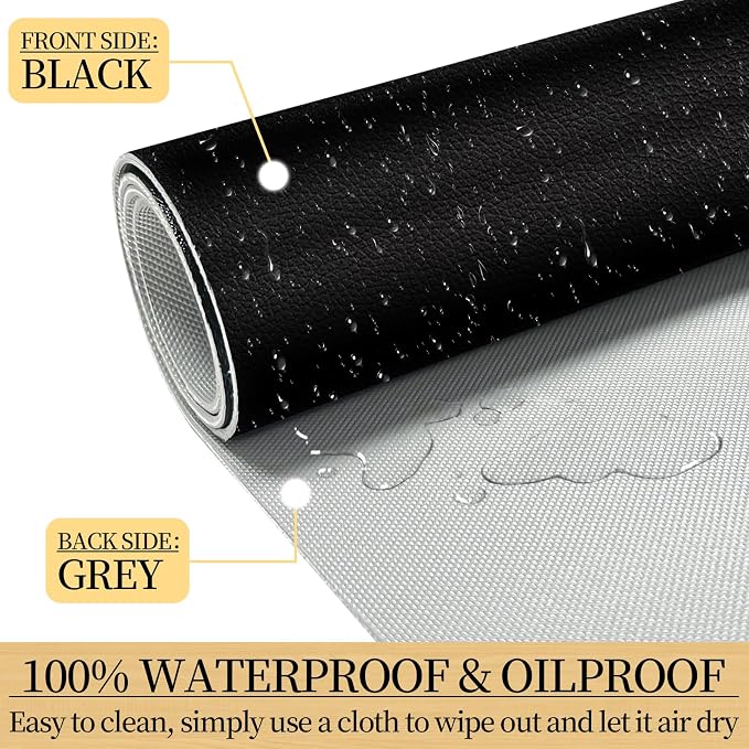 Leather Desk Pad Mat, Large Black Desk Mat, 31.5" x 15.7" | Non-slip and Waterproof Computer Mat, Desk Protector for Office/Home, Desk Accessories