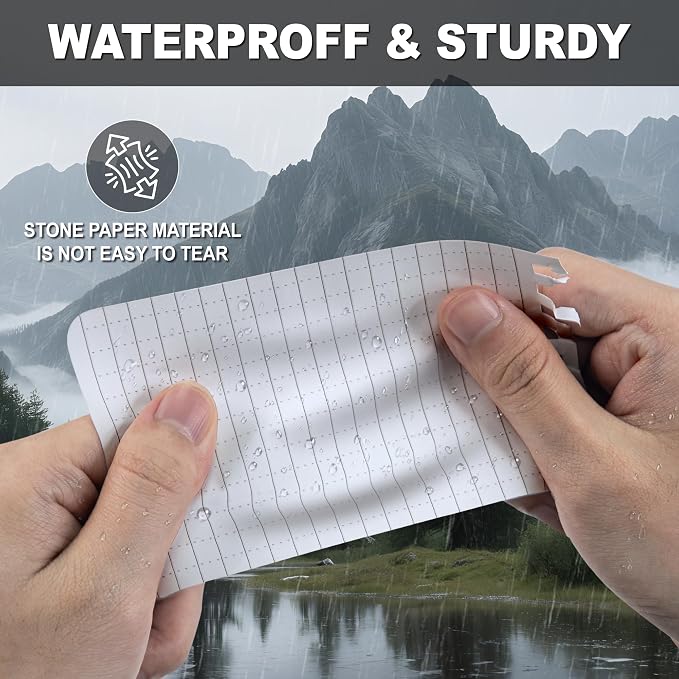 GLORYFIRE 5 Pack Waterproof Notebook, 3"x5" Top-Spiral Pocket Notepad | All Weather Note Pads, Tactical Memo Book with Waterproof Grid Paper, PVC Cover for Police, Outdoor Office School