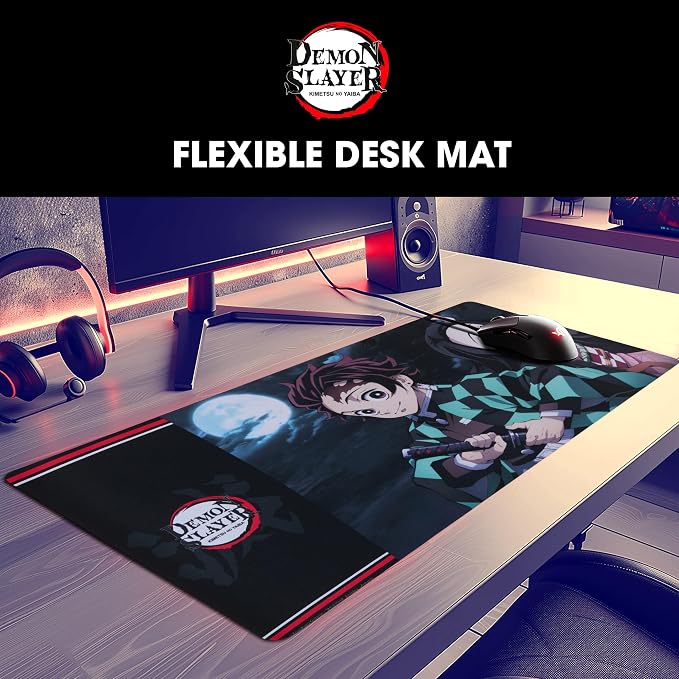 Demon Slayer Large Gaming Mouse Pad 31"x15" XL Computer Desk Mat, Anime | Demon Slayer anime gaming mouse pad, Oversized 31x15in smooth fabric top, stitched edges, non-slip rubber base.