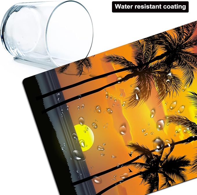 Small Mouse Pad, Mini Mouse Pads for Wireless Mouse and Laptop, Travel Mousepads with Designs - Tropical Sunset Beach, Portable Mousepad with Non-Slip Rubber Base - 5.5 x 7 in