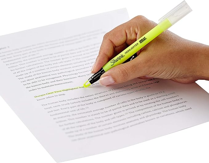 SHARPIE Clear View Highlighter Stick, Yellow, 3/Pack (1950745) (Pack of 2)