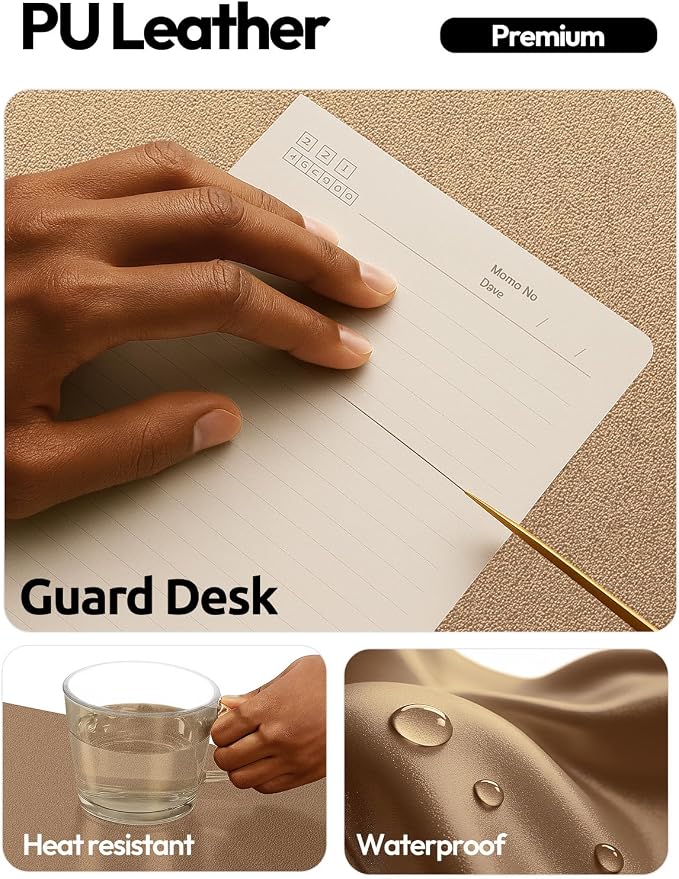 YSAGi Leather Desk Pad Protector, Office Desk Mat, Large Mouse Pad, Non-Slip PU Leather Desk Blotter, Laptop Desk Pad, Waterproof Desk Writing Pad for Office and Home (Shiny Bronze, 47" x 17")
