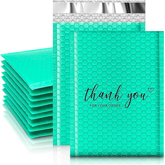 JinRuiKJ Bubble Mailers 6x10" 25 Pack, Padded Envelopes, Strong Adhesion Padded Mailers, Cushioning Padded Shipping Envelopes for Jewelry, Makeup - Green