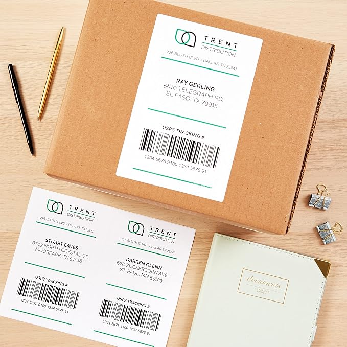 Avery Half-Sheet Printable Shipping Labels, 5.5" x 8.5" Customizable Stickers, White, 500 Blank Mailing Labels, Great for Mailing, Shipping, Organizing, and More (5912)