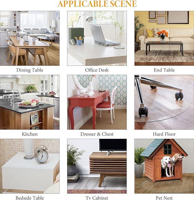 Deep Dream 1.5mm Clear Desk Cover Protector, 36×48 Inch Clear Desk Cover, Clear Desk Mat, Table Cover Tablecloth Protector Rectangle, Table Protector for Dining Room Table