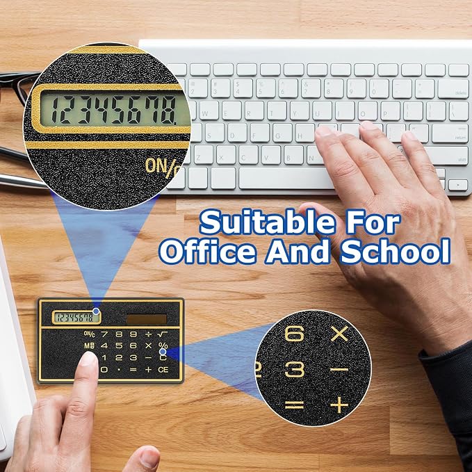 Weewooday 24 Pcs 8 Digits Thin Calculator Slim Credit Card Design Solar Power Pocket Portable Mini Calculator for Home Business School Basic Office